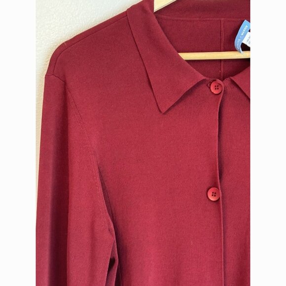 White + Warren Women’s Red Silk Blazer Cardigan Size XL Minimalist Quiet Luxury - Picture 5 of 9